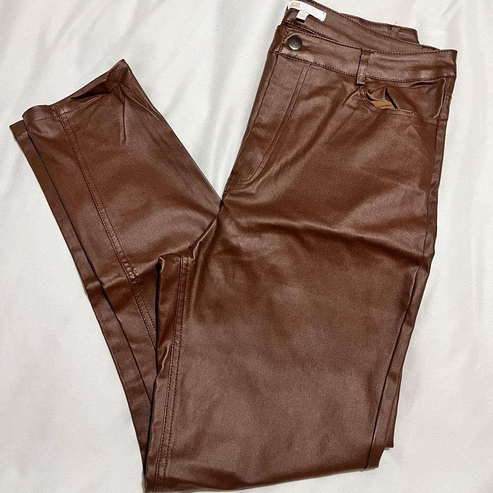 Brown Faux Leather Pants